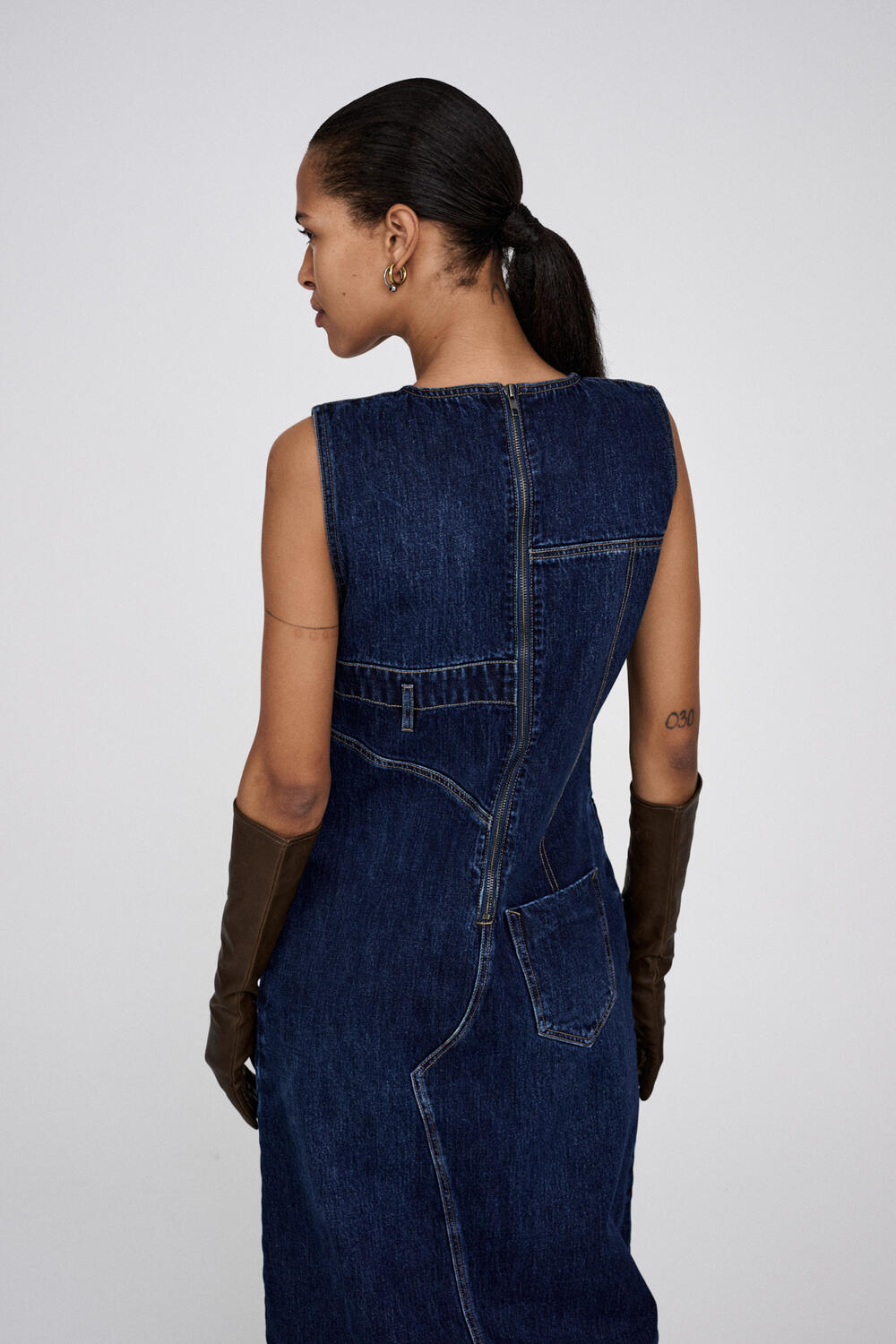Inette lang denimkjole - Dark Washed Indigo